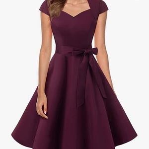 Burgundy Retro Swing Dress